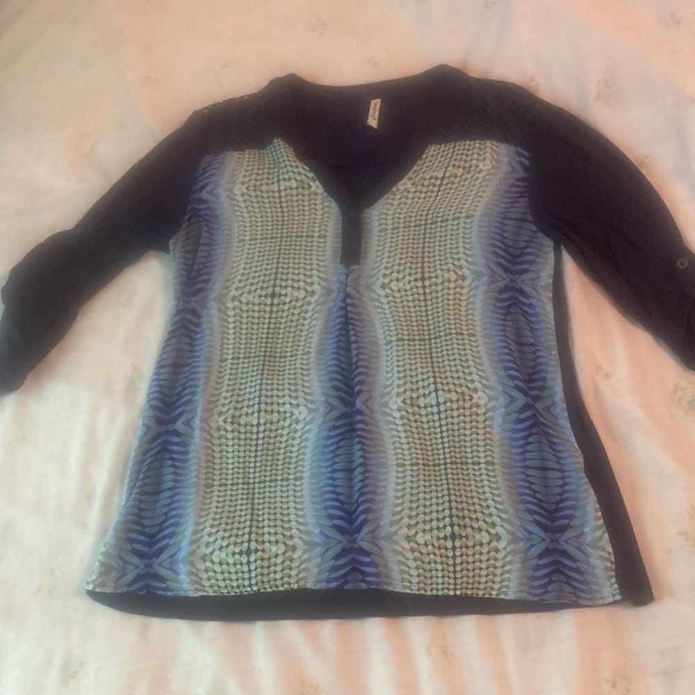 LE shop Stylish Blue and Green Women's Top